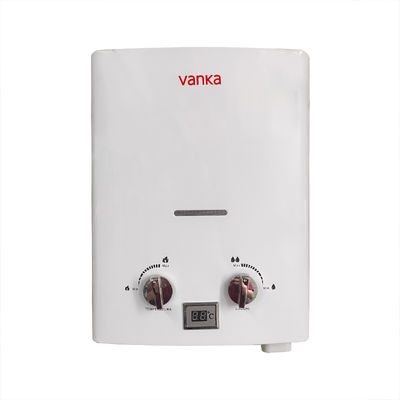 Calentador de agua a gas natural de escape directo para exteriores portátil de 6L con doble perilla