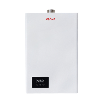 Calentador de agua de gas termostático digital de 16L blanco con diseño de combustión única, ahorro de energía y funcionamiento silencioso