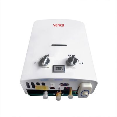 Calentador de agua portátil de gas natural para exteriores de 6L con doble botón de ventilación directa
